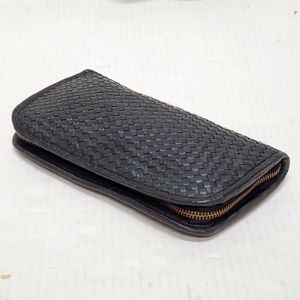 Designer Italian Vera Pelle Wallet Black Woven Style